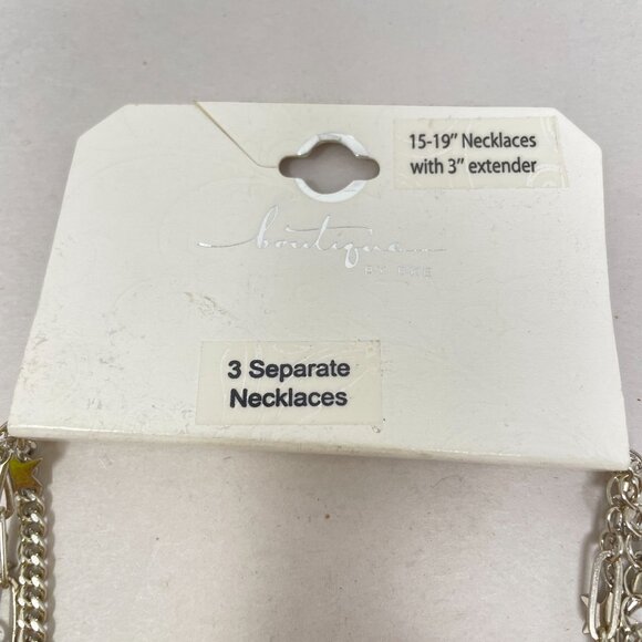 BKE Buckle Necklace Set of 3 Silver-Tone Necklaces Chains Celestial Stars - Picture 2 of 9